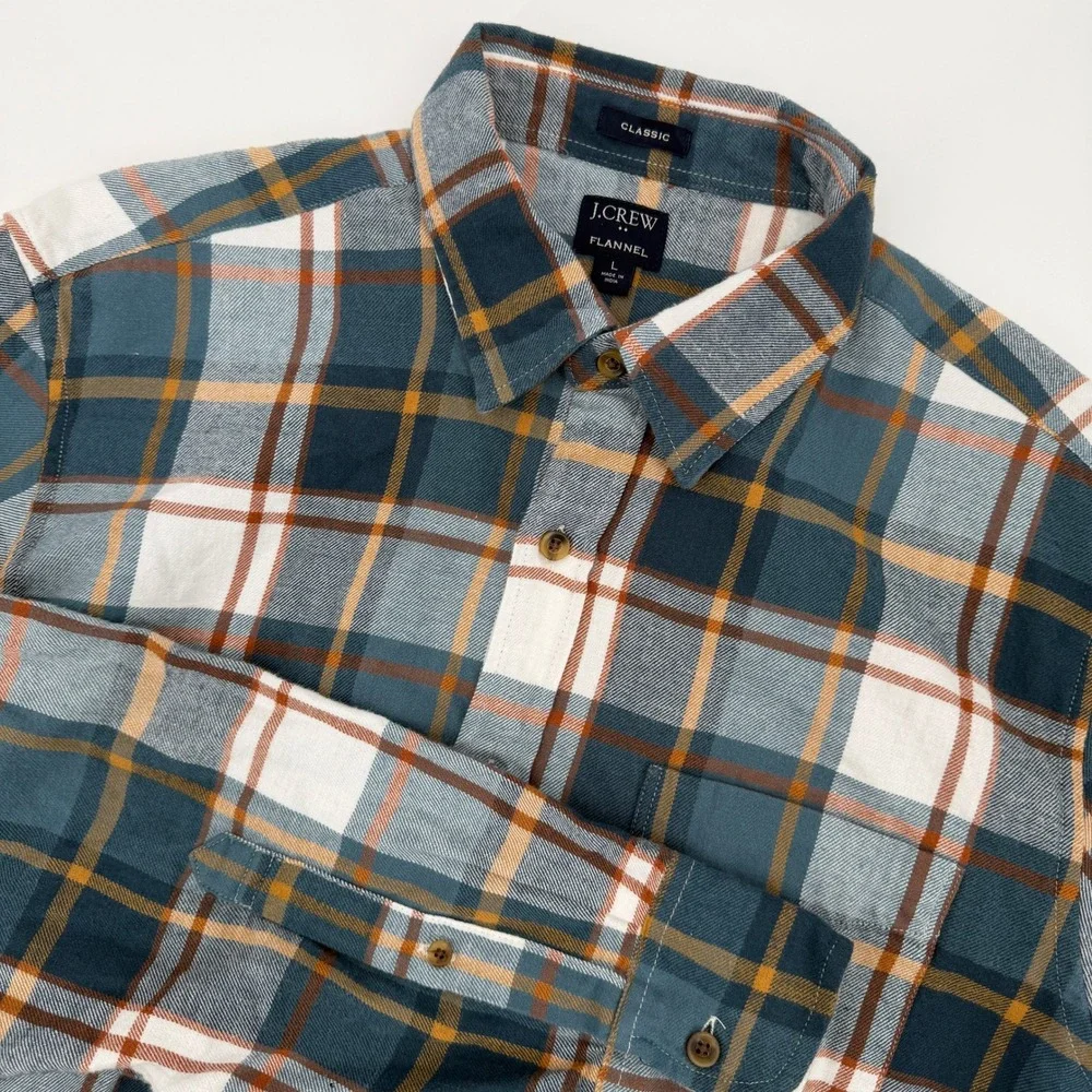 J Crew Mens Classic Fit Flannel Plaid Button Down Shirt Size Large‎ Lumberjack